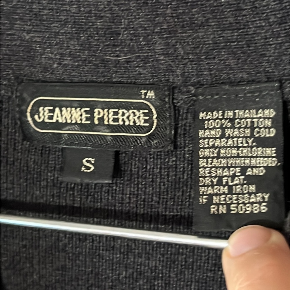 VTG JEANNE PIERRE‎ Charcoal Gray Cotton Knit SET, Sz S Long Sleeve Top & L Skirt - Picture 4 of 13